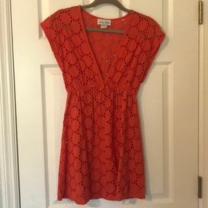 Orange Eyelet Bathing Suit Coverup